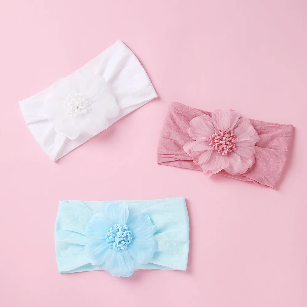 

Lace Flowers Headbands for Baby Girls Headwear Solid Color Nylon Headbands Sun Flowers Baby Hairbands Bebes Accesorios 17 Colors