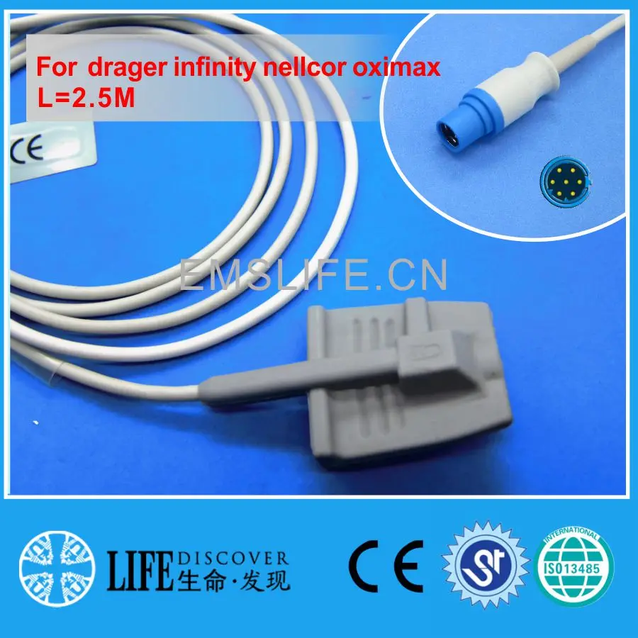 Длинный кабель для взрослых мягкий силиконовый датчик spo2 drager infinity nellcor oximax| |