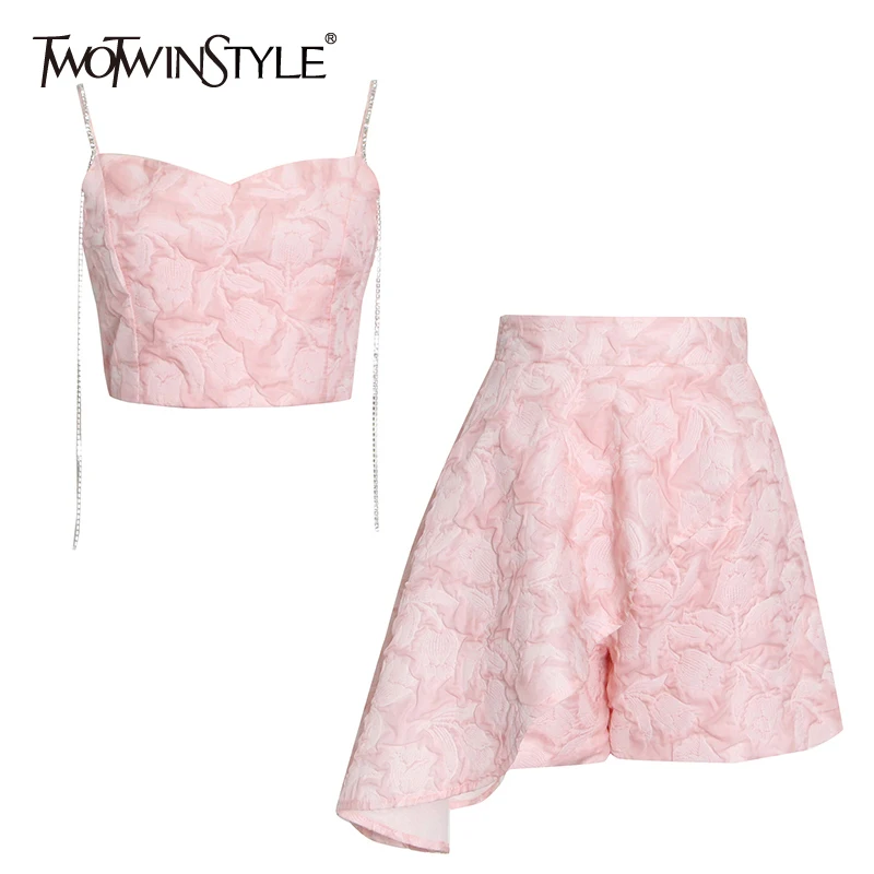 

Женский костюм на бретельках TWOTWINSTYLE, короткий топ без рукавов, шорты с высокой талией и цветочным принтом, лето 2021