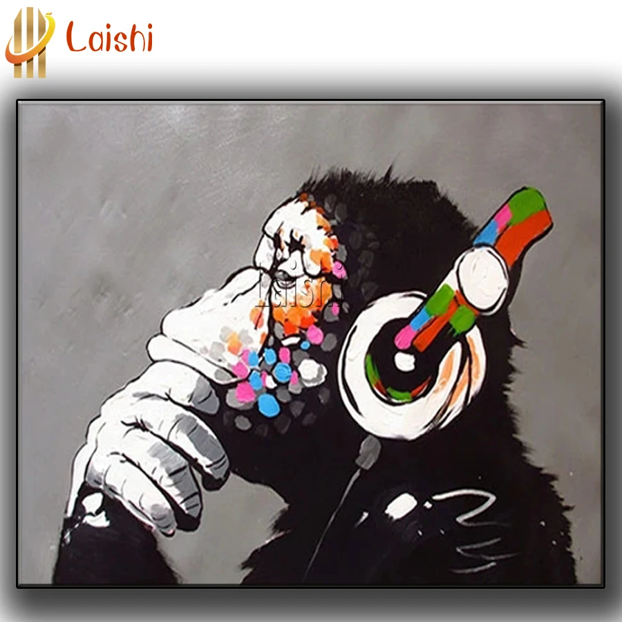 

Diamond Painting Gorilla listening to music, doodle Diamond Embroidery animal Kits Cross Stitch decor mosaic Christmas Gift