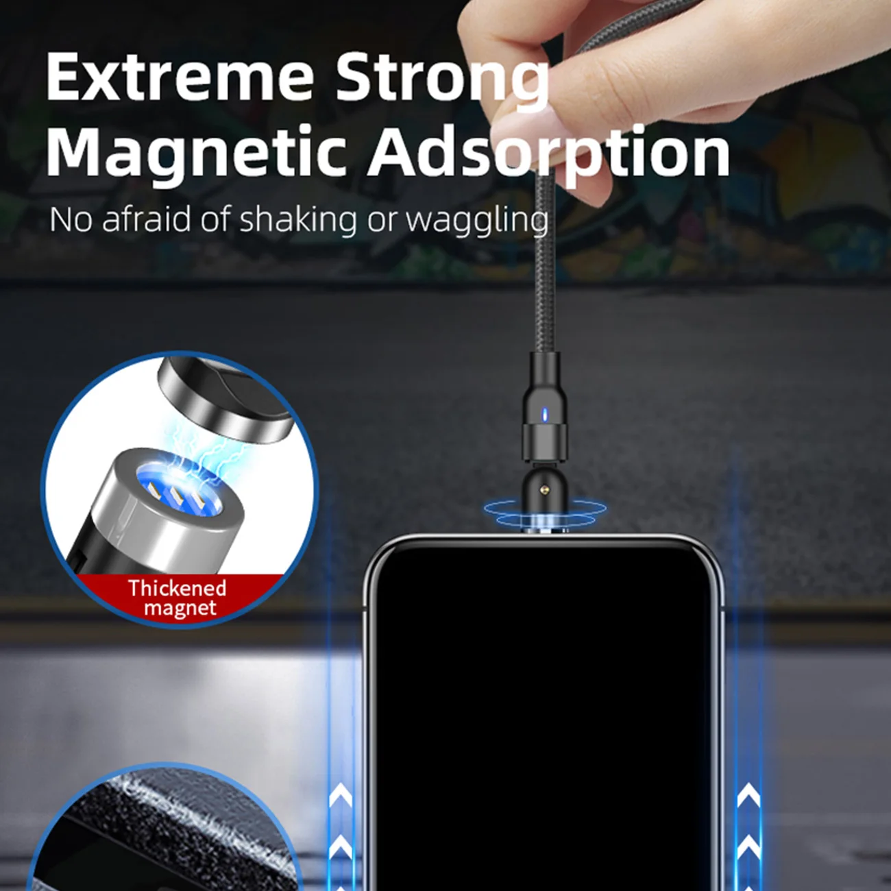 

3 in 1 Fast Charging Cord L-shape 3A Charging Cable Magnetic Charging Cable Data Line for Type C Micro USB iOS