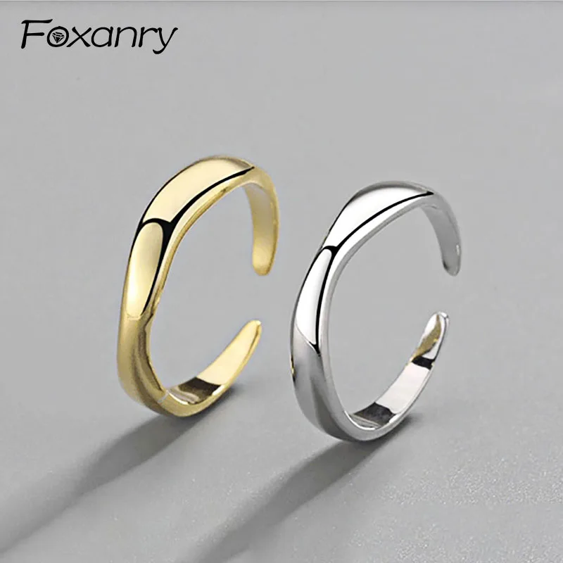 Foxanry S925 штамп обручальное кольцо для женщин пары творческий геометрический