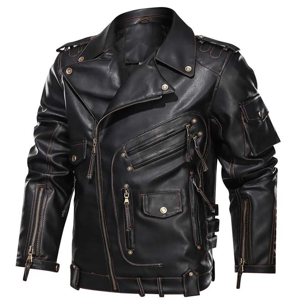 Mens Leather Winter Jacket Men Fashion Motorcycle PU Leather Jacket