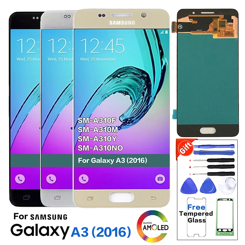 SUPER AMOLED для SAMSUNG Galaxy A3 A310 A310F A3100 ЖК-дисплей кодирующий преобразователь сенсорного экрана в сборе