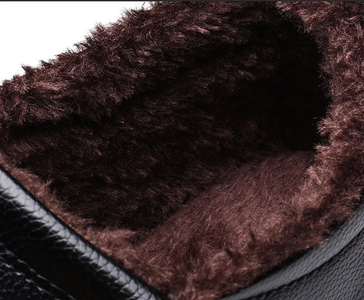 Мужские зимние ботинки из плюша теплые меховые мягкой искусственной кожи для