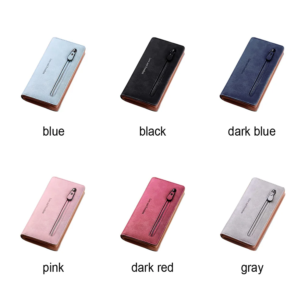 

PU Leather Coin Large Capacity Money Fashion Zipper Gift Two Fold Card Holder Long Women Wallet
