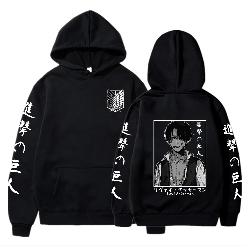

2021 Attack on Titan Hoodie Men's Sweatshirts Levi Ackerman Graphic Hoodie for Men Harajuku Cosplay Attack on Titan Hoodie