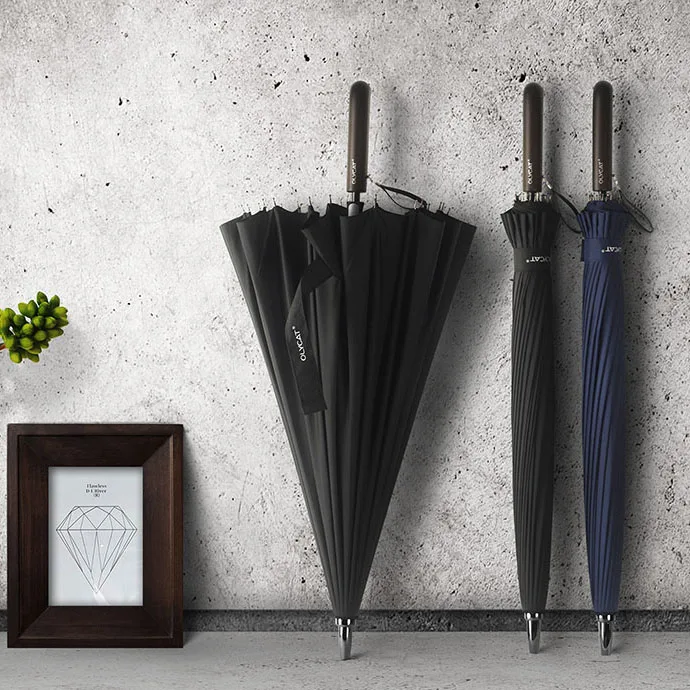 

Double Light Umbrella Long Handle Uv Protection Creative Umbrella Retro Wooden Handle Portaombrelli Household Products EF50UB