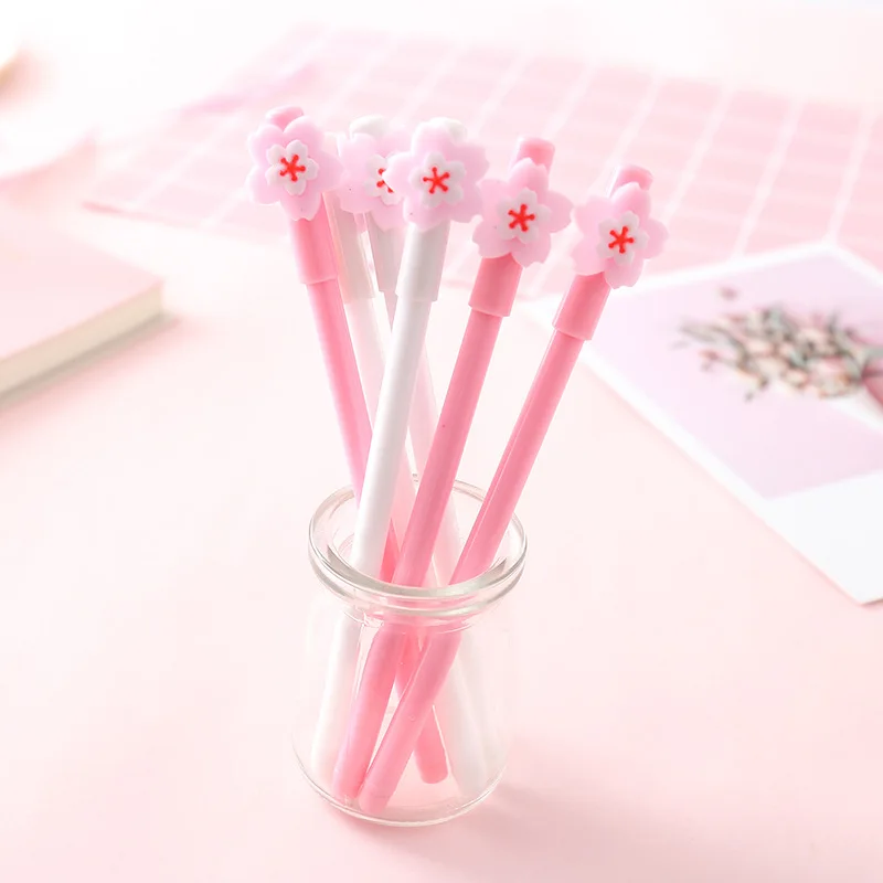 

40 pcs/lot Kawaii Sakura Gel Pen Cute Cherry 0.5 mm black Ink signature Pen Promotional Gift Stationery School Supplies