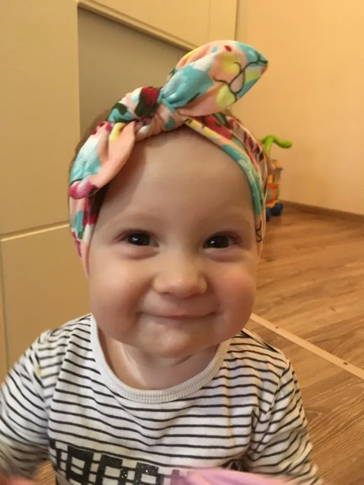 Повязка на голову для новорожденных разноцветная эластичная с бантом детская