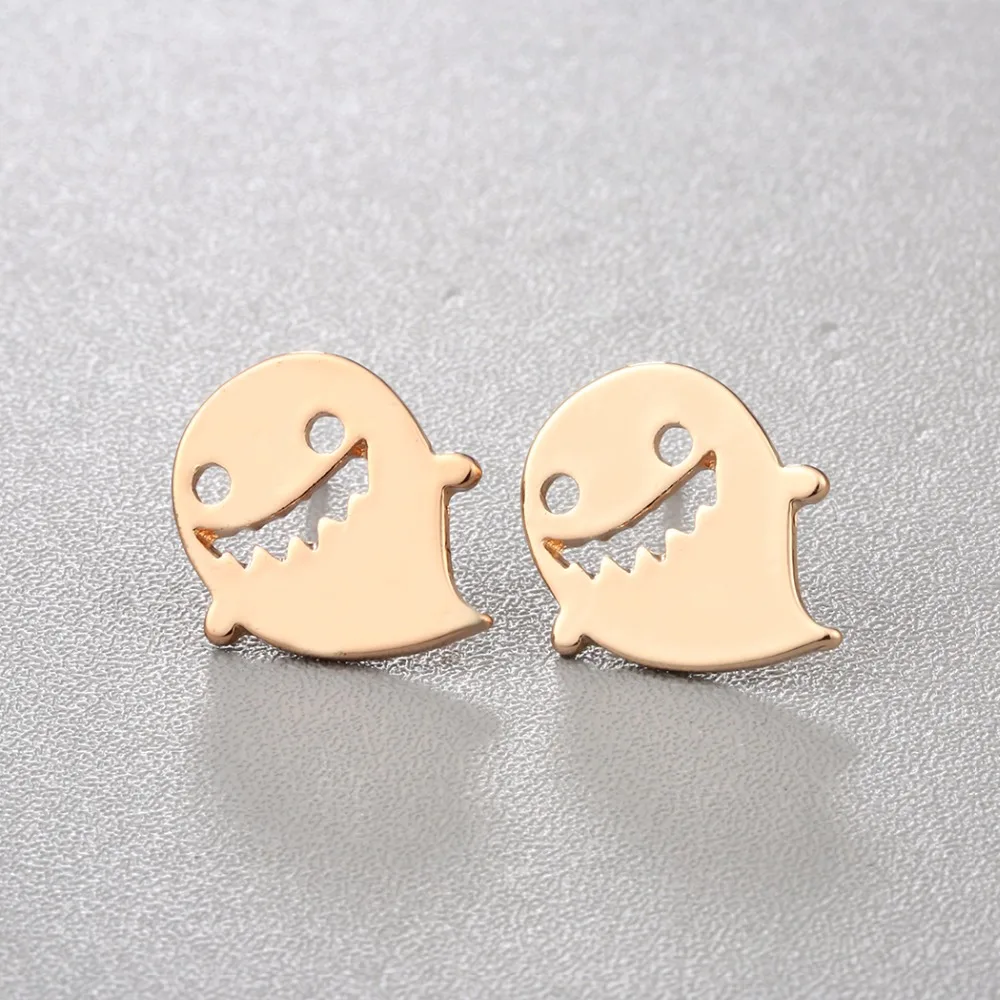 QIMING вырезать призрак Эффектные серьги-гвоздики подарок на Хэллоуин Модные