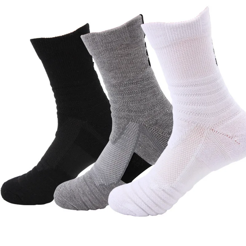 

New Men's Mid-tube Sports Socks Basketball Running Outdoor Elite Socks Sweat-absorbent Non-slip Solid Color Cotton Men's Socks