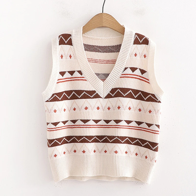 

2021 Spring Autumn New Sweater Vest Women Korean V Neck Loose Knitwear Sleeveless Jacket Female Soft Chic Knit Tank Tops Female