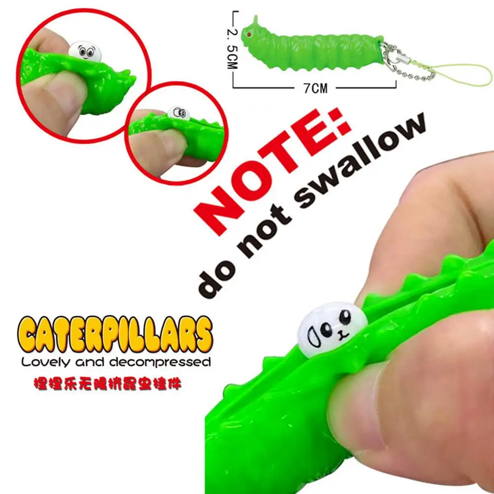 

Peanut Toy Caterpillar Toy Cute Squeeze Bean Keychain Funny Caterpillar Sensory Toy Adult And Child Anxiety Relief Toy