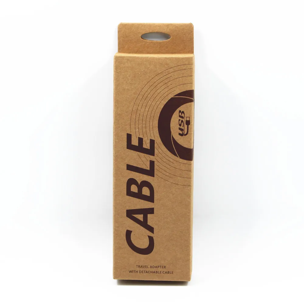 

DHL 360Pcs/Lot 5*14.5*2cm Kraft Paper Date Line Storage Boxes For Packaging USB Cable Boutique Brown Paper Box With Hang Hole