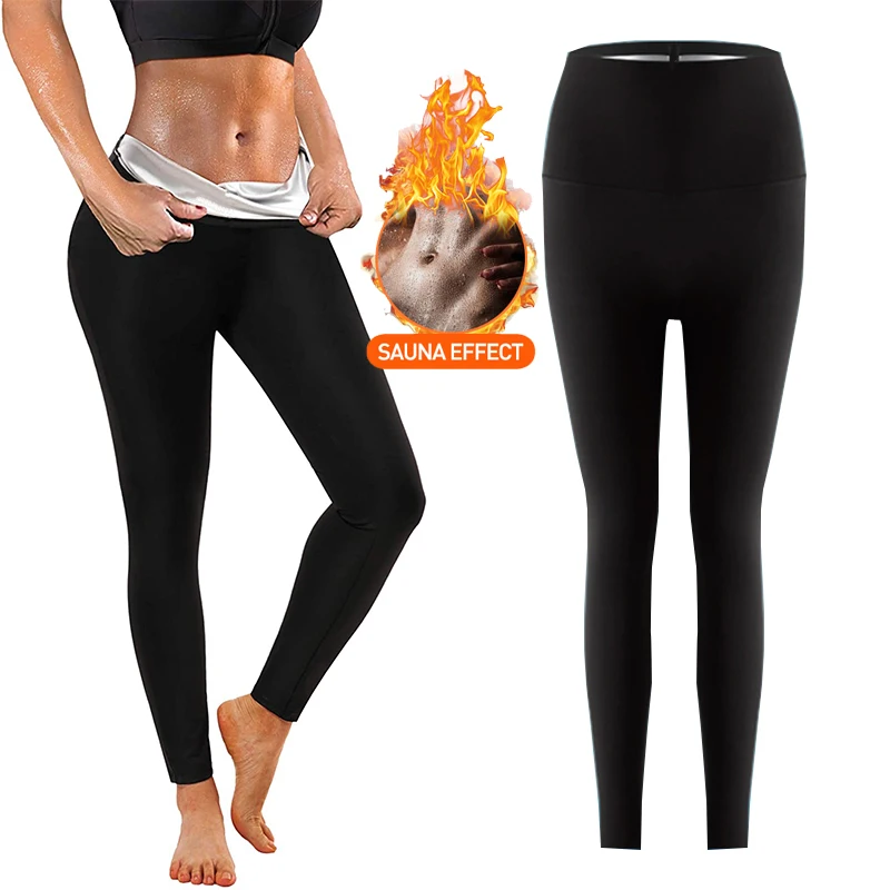 

Women Thermo Body Shaper High Waist Slimming Pants Silver Coating Waist Trainer Fat Burning Sweat Sauna Capris Leggings Shapers
