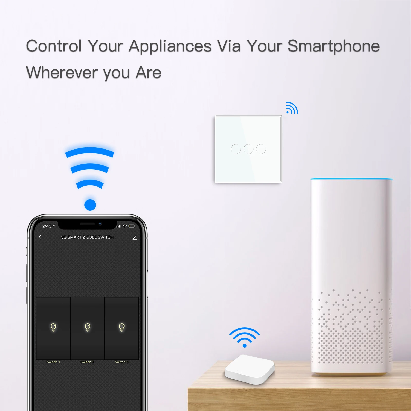 Сенсорные выключатели BSEED ZigBee умные Настенные переключатели с Wi-Fi 1/2/3 клавишами
