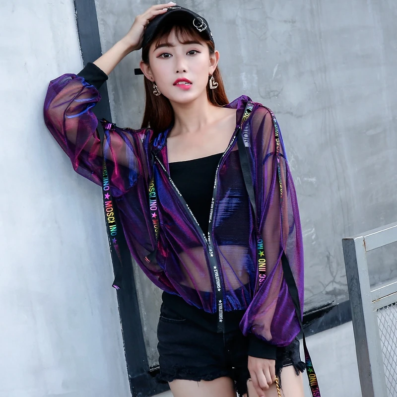 

Sexy Coat Women Jackets Harajuku Coats And Jacket Streetwear Windbreaker 2020 Loose Ribbon Baseball Uniform Sun Summer 803J
