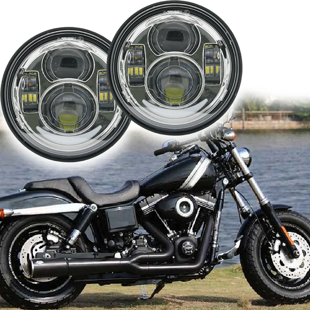 Для Davidson Dyna Fat Bob Black 4 65 дюймовые фары в стиле мотора для FXDF Fatbob светодиодный