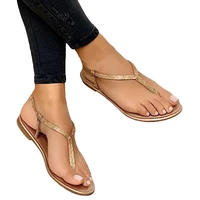women cover toe flip flops rhinestone low heeled beach sandals metal rear buckle summer simple flip flops lady sandals