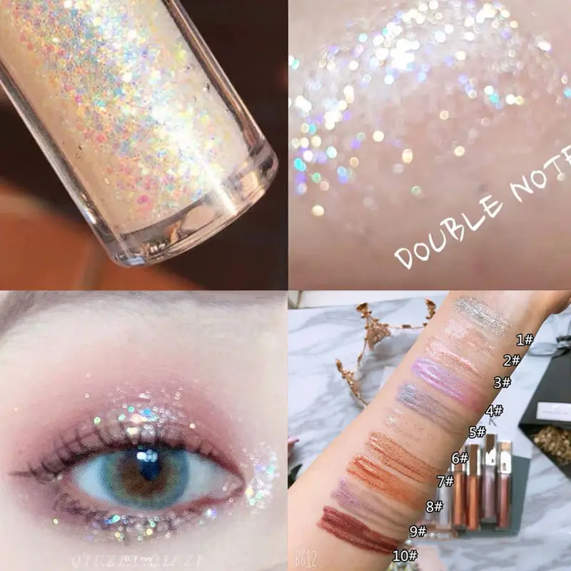 10 цветов жидкие тени для век алмазные металлические мерцающие блестящие