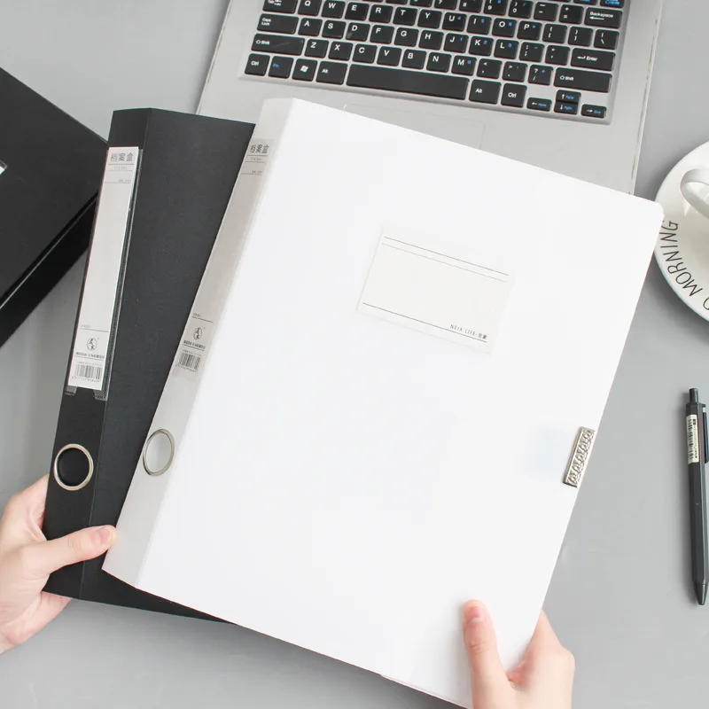 

2022 New Black White A4 Folding Pp File Box Folder Portable Pad Portable Pen Tray Office Metting File Pocket Office Accessories