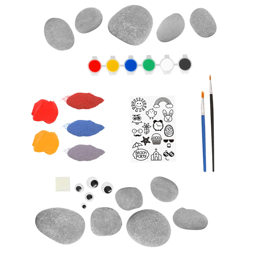 

1 Set Rocks Painting Kit DIY Arts and Crafts Set Children Stones Painting Tools