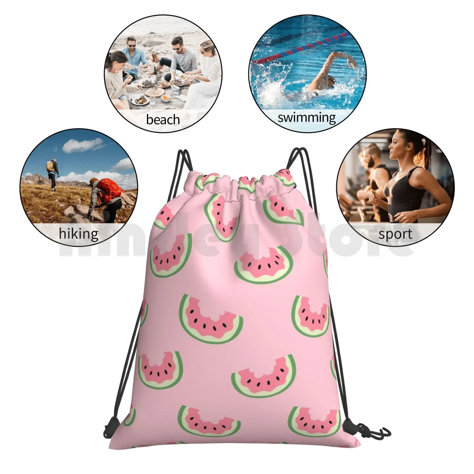 

Simple Watermelon Pattern Backpack Drawstring Bags Gym Bag Waterproof Watermelon Watermelons Watermelon Wedges Watermelon