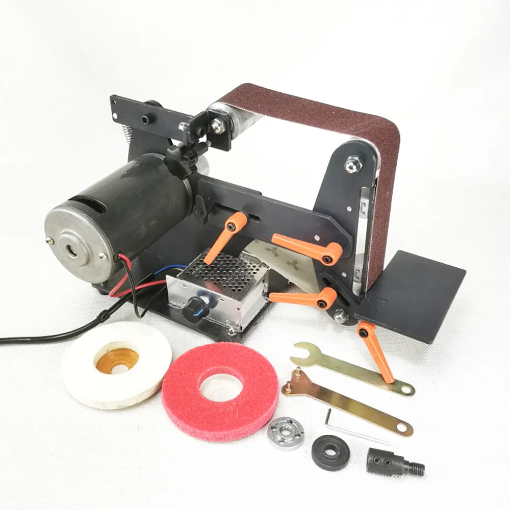 Lijadora el&eacute;ctrica de banda para el hogar, amoladora de escritorio de 220V, afilador de herramientas, m&aacute;quina pulidora de Metal, 7000RPM, 730x50mm-0