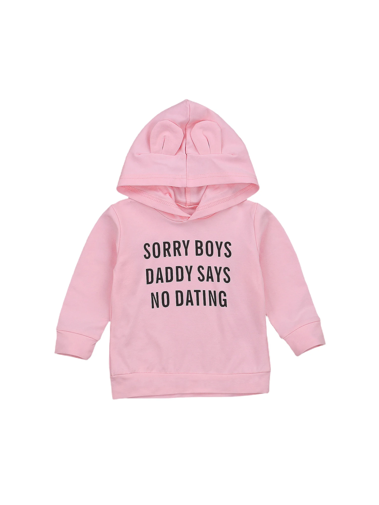 

Children's hooded ear print sweatshirt, solid color long-sleeved hooded pullover
