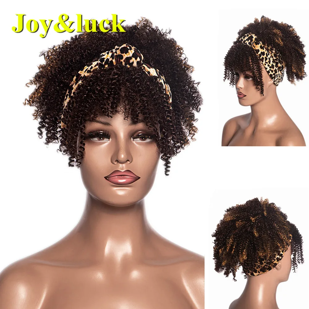 

Joy&luck Hair 2 Wig Fluffy Headband Wig Synthetic Wrap Wig Linked Turban Afro Kinky Culry Hair Wigs for Women