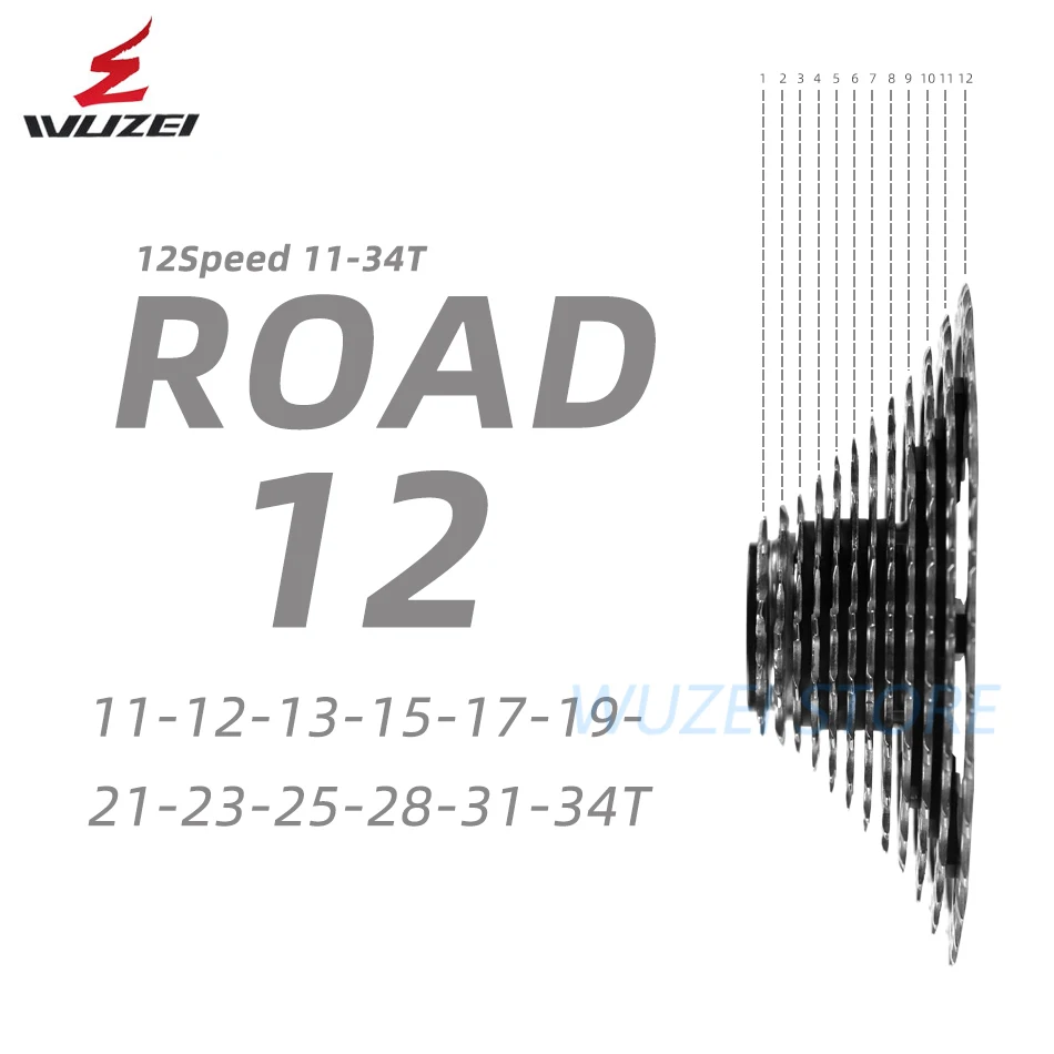 WUZEI 12 Скорость дорожный велосипед свободного хода S 11 34T Кассетный Маховик