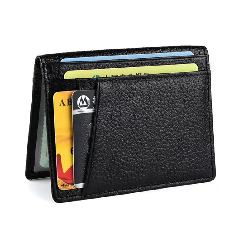 

Men s Card Holder Fashionable Black Solid Color Card Bag PU Leather ID Holder for Men