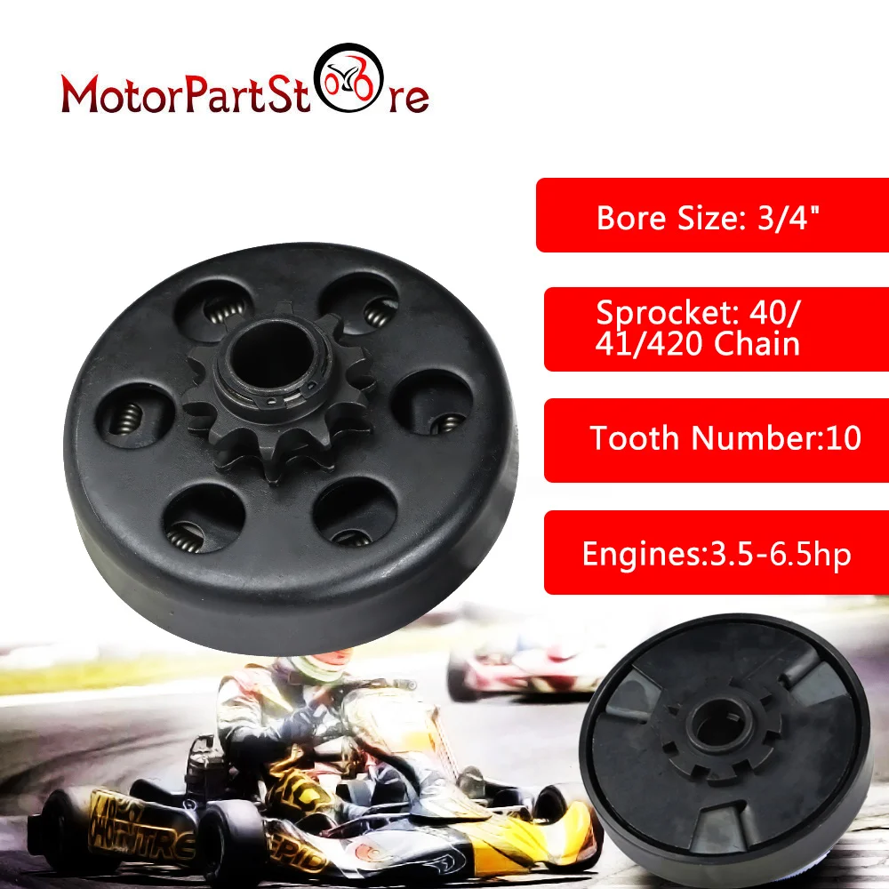Центробежная муфта для карт 19 мм 3/4 дюйма 10 зубьев 40/41/420 цепи двигателей Minibike Fun 3 5