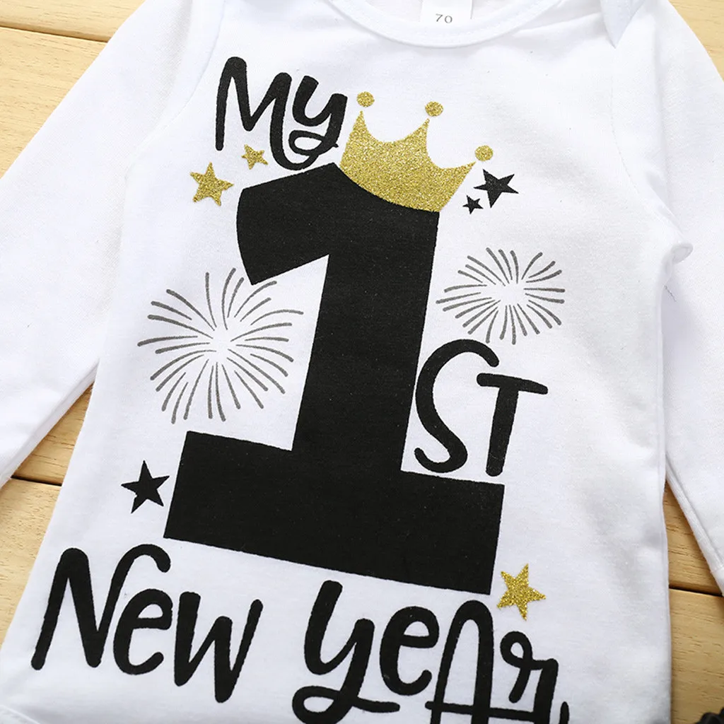 Одежда с надписью My first new year s комплект чулок длинными рукавами для маленьких