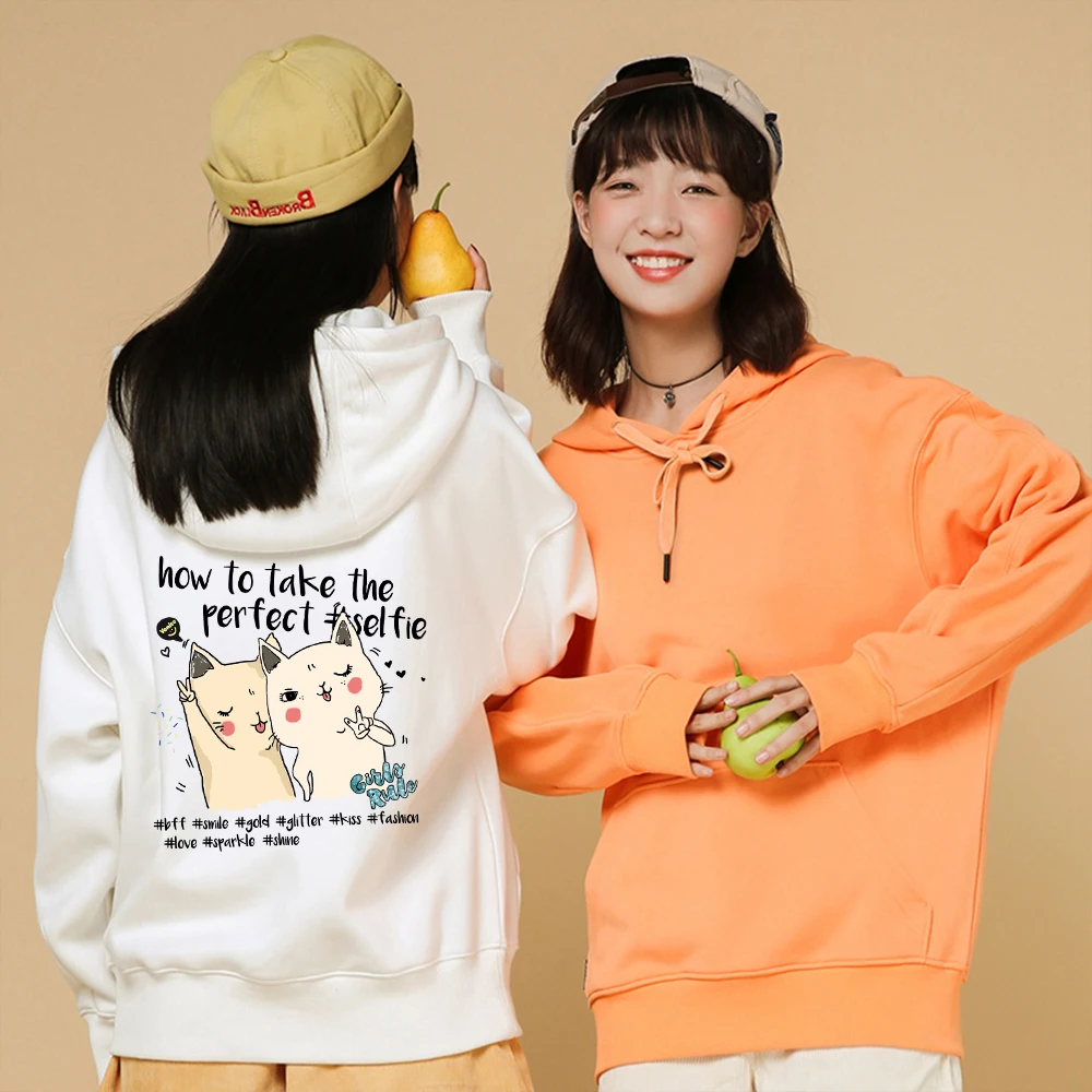 

Kawaii Cat Hoodie for Women Harajuku Oversized Sweatshirts Pullover Cotton Itself Winter Pocket Hoodies Full Sleeve Hoody Casual