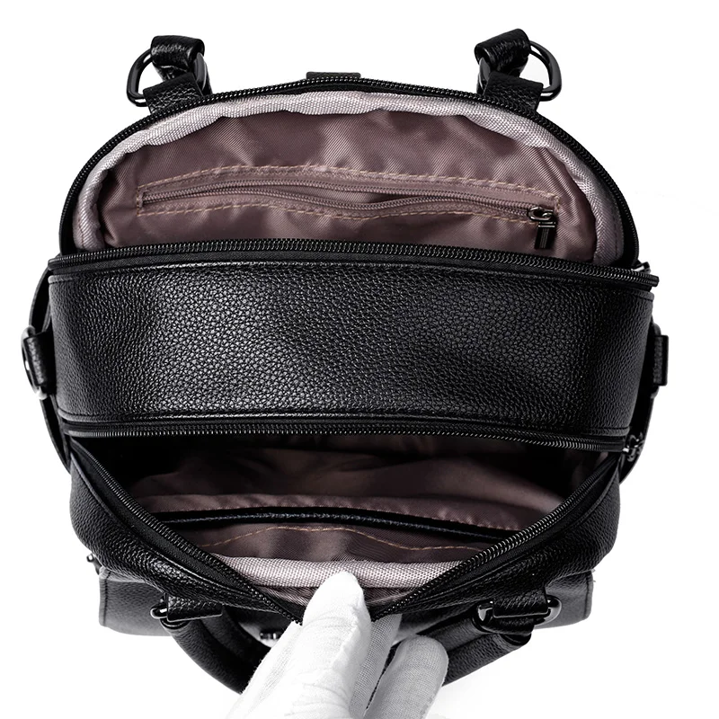 

Multifunction Women Leather Mini BaMultifckpack Purse For Female Tote Backpack Shoulder Bag Small Luxury Bags For Girls Mochila