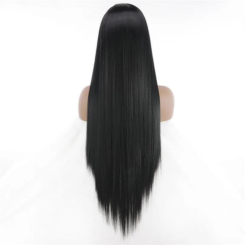 Черные длинные кружевные Передние синтетические парики Кудрявые глубокие