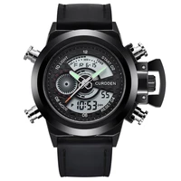 curdden mens brand dual time watches fashion lrather rubber band waterproof chronograph business watch montres de marque de luxe