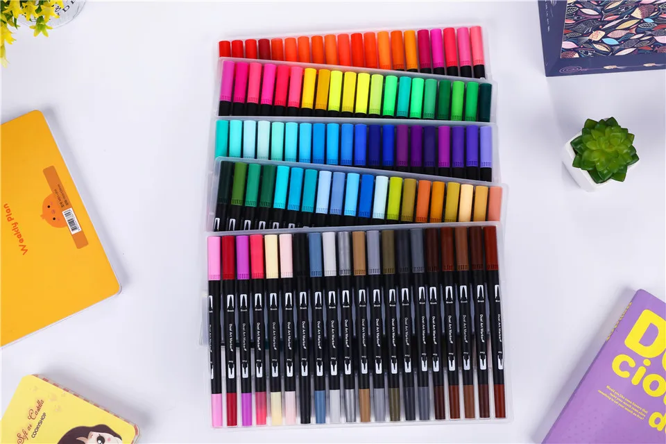 Эскиз цветная ручка Fineliner Студенческая профессиональная мягкая двойная головка