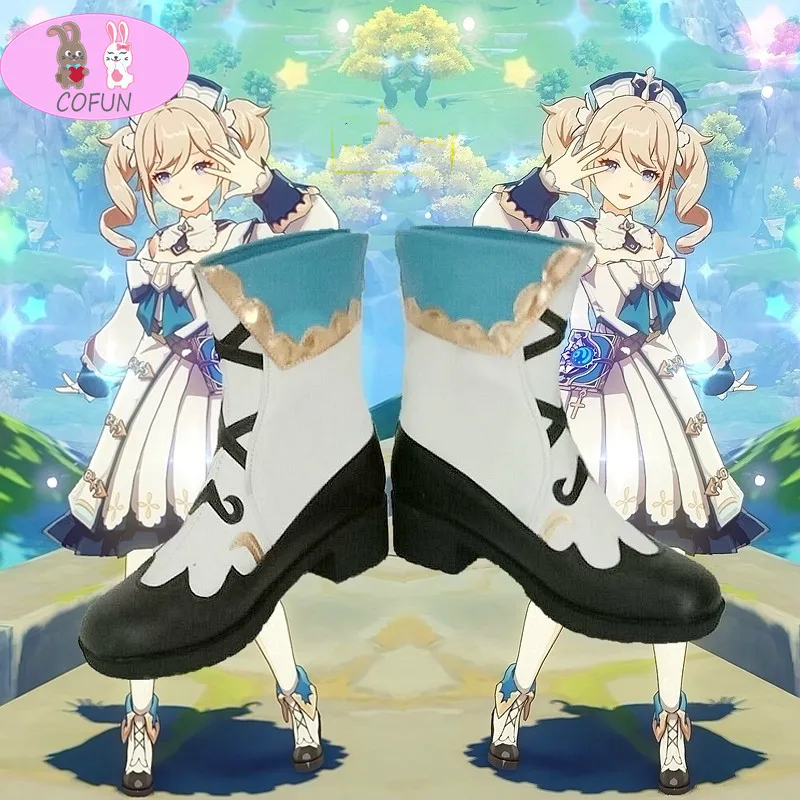 COFUN игра Genshin воздействия Косплэй туфли Barbara на застежке-молнии Женские