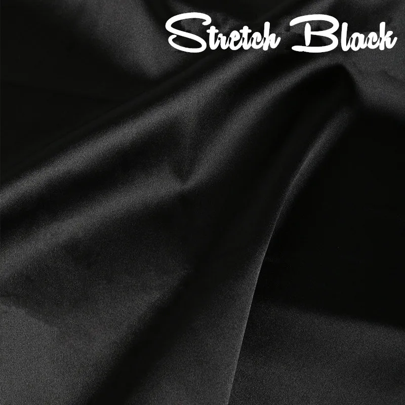 Elastic Black Эластичная атласная ткань шелк Cheongsam ткань атласная одежда юбка подкладка чистый цвет имитация шелка цвет Ding ткань - Цвет: Elastic Black