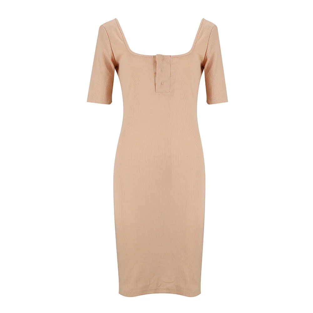 2019 сексуальное Белое Розовое женское платье с v образным вырезом и пуговицами