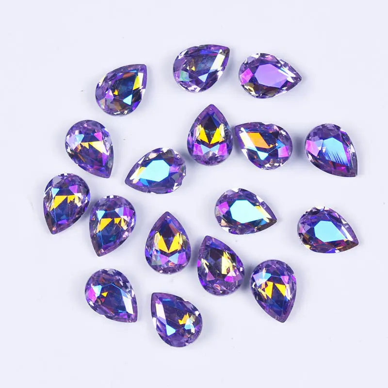 Камни и кристаллы в форме капли воды блестящие стразы для одежды незакрепленные