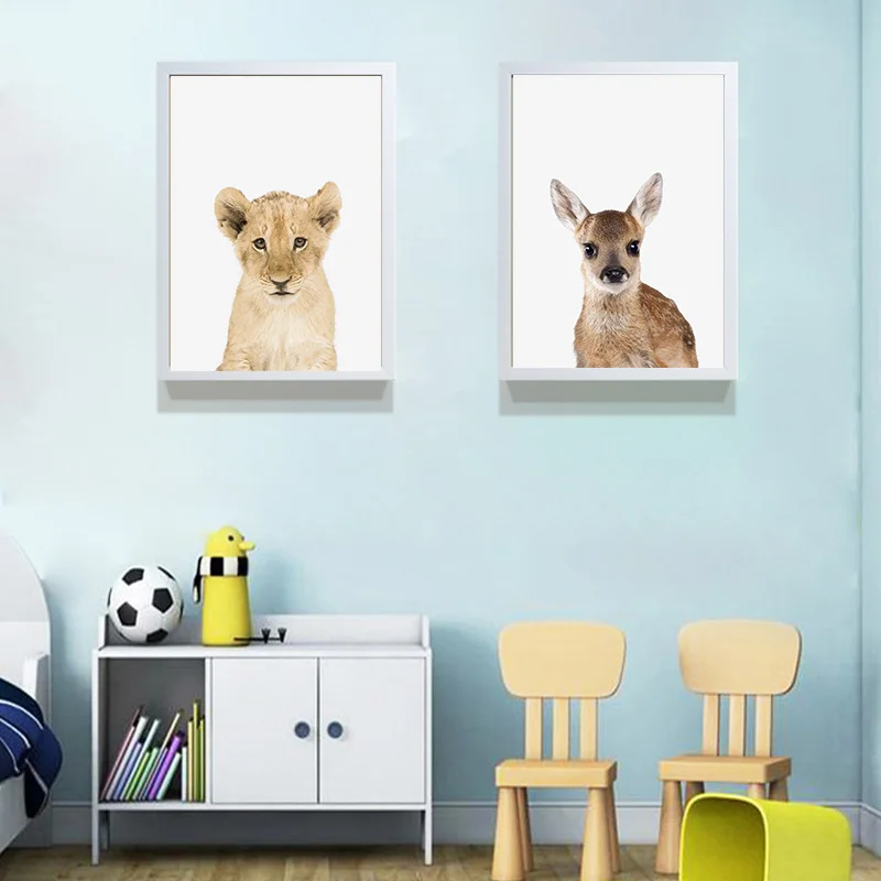 Картина на холсте украшение для стен сафари детские животные пушистый детский