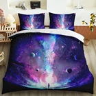 Комплект постельного белья Galaxy Starry Sky, с 3D принтом, королева, Кинг, одна спальня, Декор, Комплект постельного белья с космосом, наволочка, мягкий пододеяльник