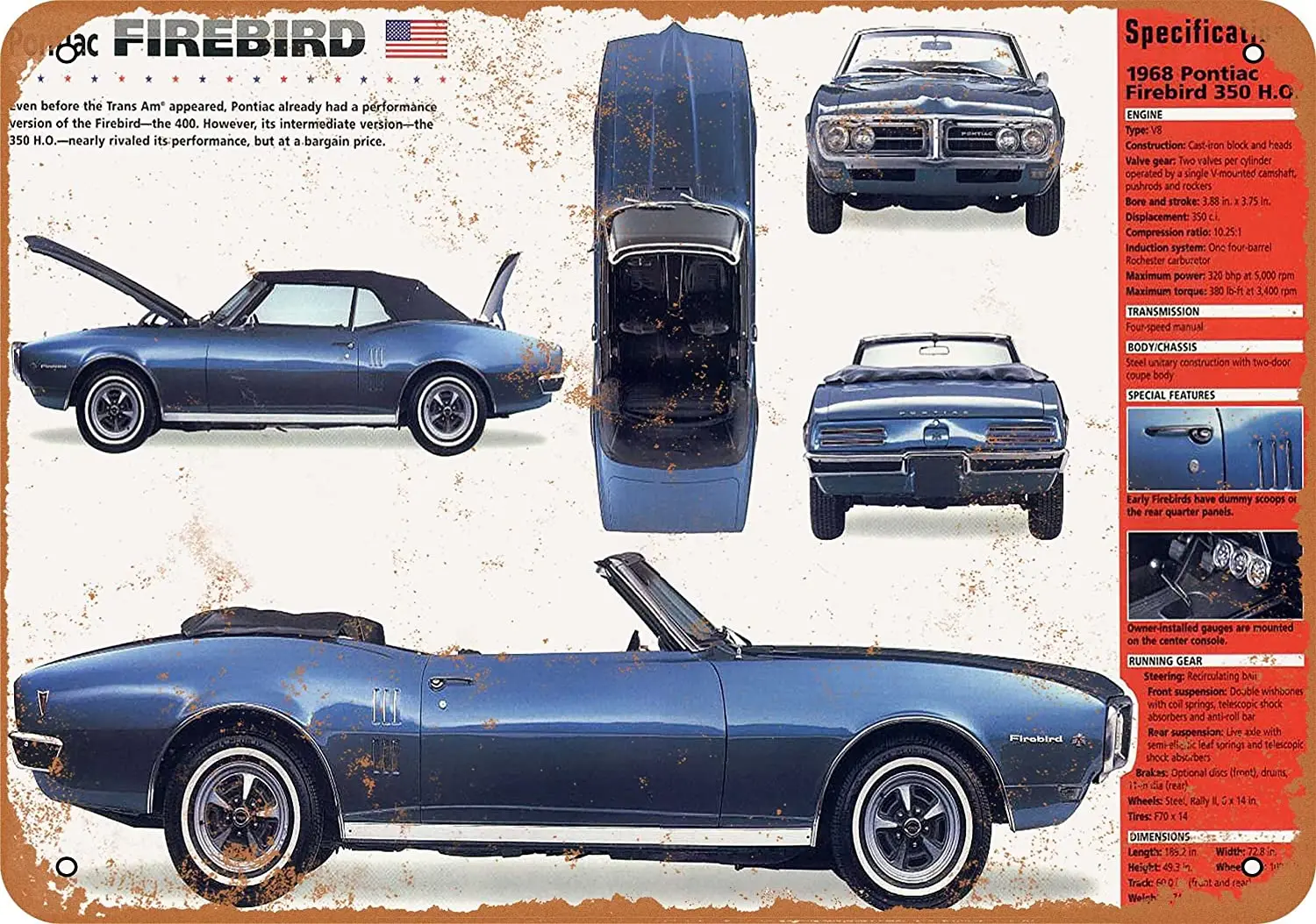 

WallColor 8*12 металлический знак 1968 Pontiac Firebird, Винтажный Вид 2
