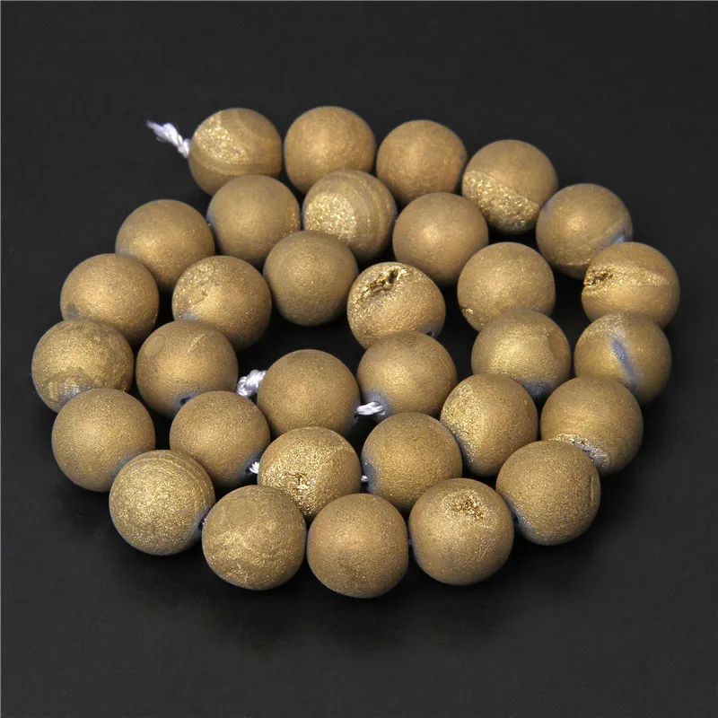 Бусины из драгоценных камней круглые золотистые бусины с металлическим