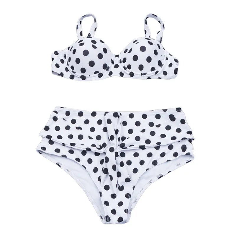 

Women 2 Piece Sexy Bikini Set Polka Dot Pattern Bikini Set Wire-Free Padded Back Straps High Waist Swimming Suit Bathing Suit