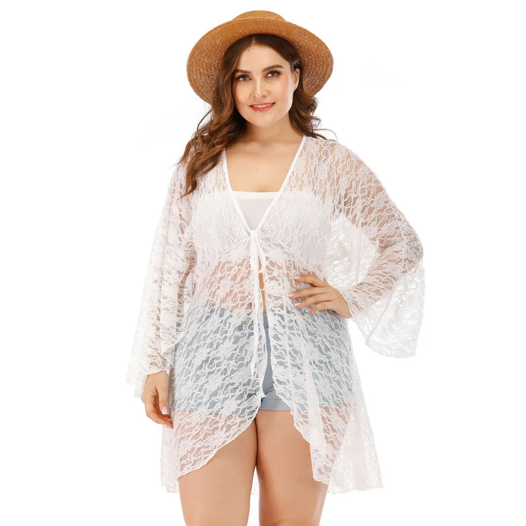 Женское сексуальное кружевное асимметричное расклешенное бикини с рукавами